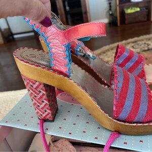 Poetic License Pink and Red Striped Heels